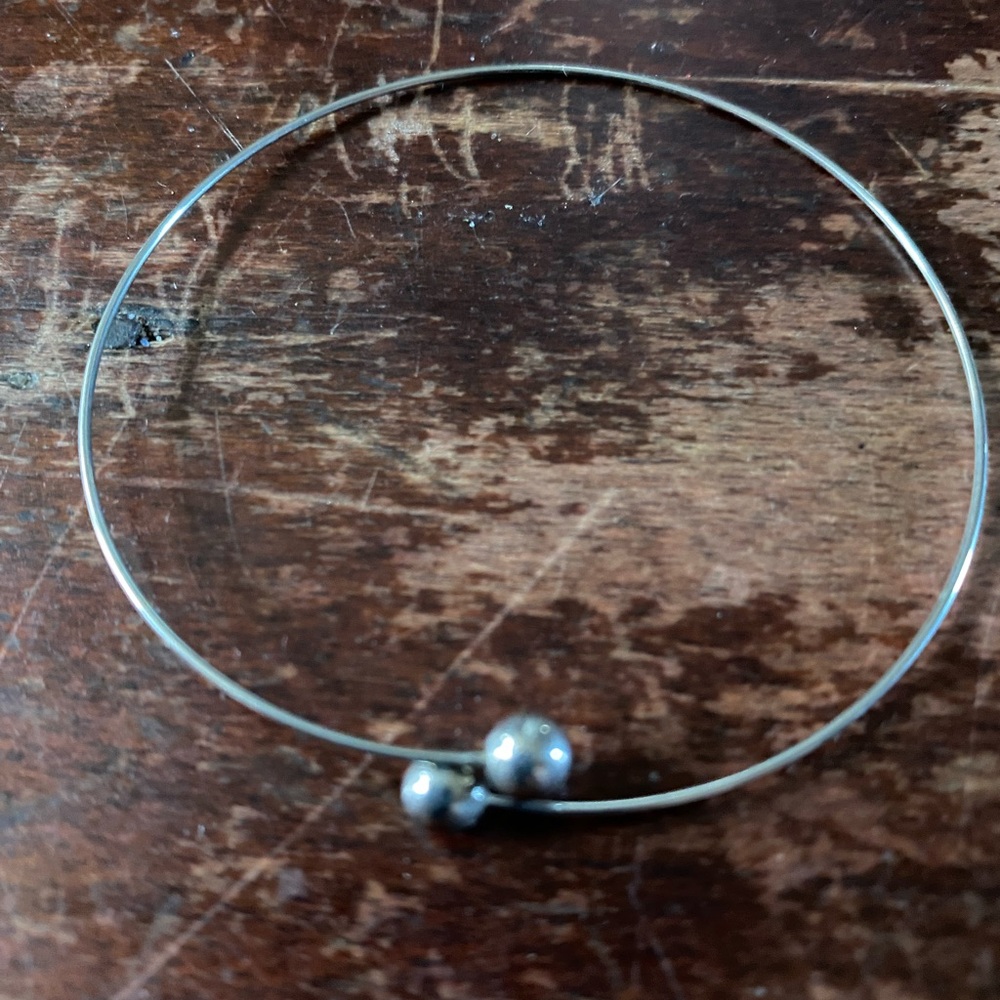 SOLD/no longer available 
Elegant Silver Minimalist Bracelet with Twin Beads